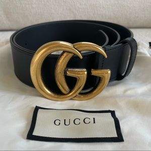 Gucci GG Leather Belt, Black, size 80!